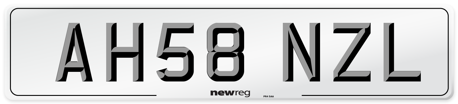 AH58 NZL Number Plate from New Reg